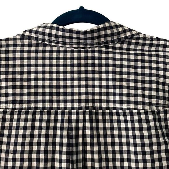 Talbots black and white check cotton classic tab sleeve button shirt 1X - Picture 9 of 12